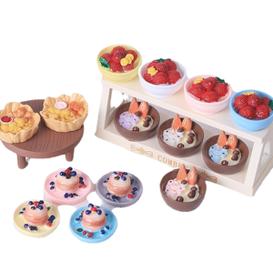 Jouets alimentaires de simulation caoh, desserts, gâteaux, frites, grands bols, baies, aimants de réfrigérateur DIY, porte-clés, pendentifs, résine - Product Image 5