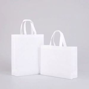 Sac de courses personnalisé en non-tissé, version verticale, à large ouverture, blanc, imperméable et enduit - Product Image 1