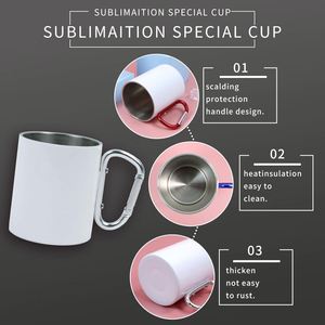 220ml 300ml Sublimation Blank Stainless Steel Backpacking Camping Cup Outdoor Sports Travel Hiking Carabiner <b>Coffee</b> Mug - Product Image 5
