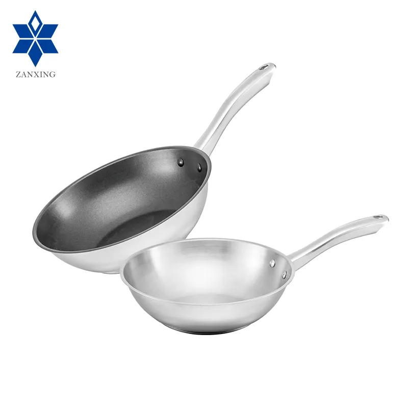 304 Stainless Steel Nonstick Cooking Wok Fry Pan Breakfast Frying Pan For Gas And Induction