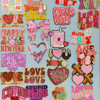 Vente chaude Paris amour fer sur patchs brodés Saint Valentin chemise à paillettes patchs Chenille Saint Valentin