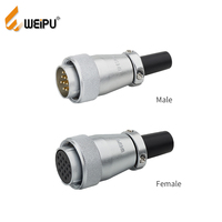 Connecteur de câble WEIPU Power 25A 3, 4 ou 5 broches en cuivre métallique plaqué or, fiche mâle 20mm/24mm avec gaine en PVC