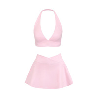 Ensemble de sport 2 pièces pour femme, style licou, léger, brossé, avec empiècement rembourré personnalisé sur la poitrine, extensible dans les 4 sens, très élastique et respirant, pour yoga et gym