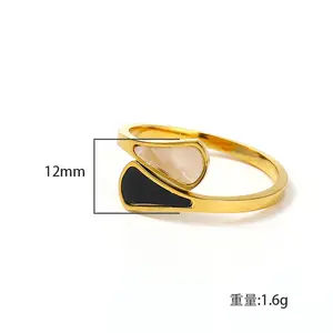 INS style niche high-grade sense cross inlaid black and white open ring female fashion all-match titanium steel