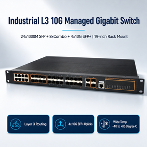 Switch Ethernet industriel géré de couche 3, 24 ports SFP, 8 ports combo, 4 ports SFP+ 10G, montage en rack 1U 19 pouces, L3 - Product Image 1