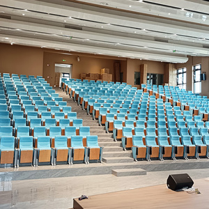 Chaises de salle de conférence pliantes en tissu avec logo personnalisé gratuit, chaises d'église bleues, fauteuils d'église, chaises d'auditorium avec bureaux d'écriture - Product Image 5