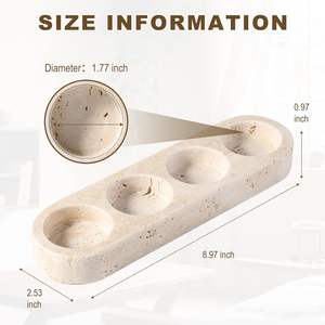 Travertine Candle <strong>Holder</strong> for Dining Table Beige Candle <strong>Holder</strong> with 4 Holes <strong>Tealight</strong> Candle <strong>Holder</strong> for Table Centerpieces - Product Image 5
