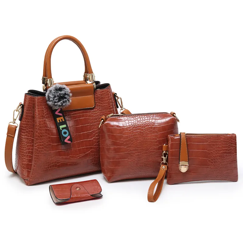 Bán Buôn Phụ Nữ Đẹp Tua Trang Trí Túi Xách Với Nhà Máy Ở Mức Giá Thấp Pu Leather Handbag Set