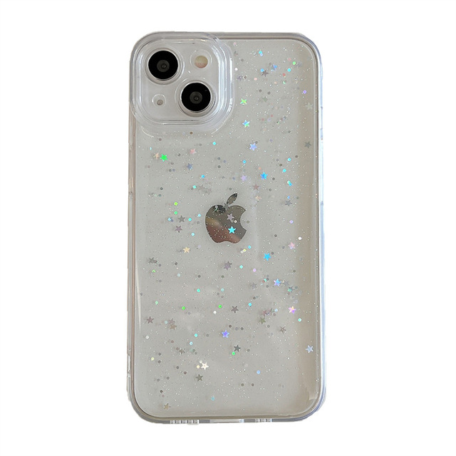 Luxury Glitter Clear Case for iPhone 14 Plus 13 Pro Max 12 11 X 8 7 Transparent Shockproof Star Mobile Phone Glitter Cover Case