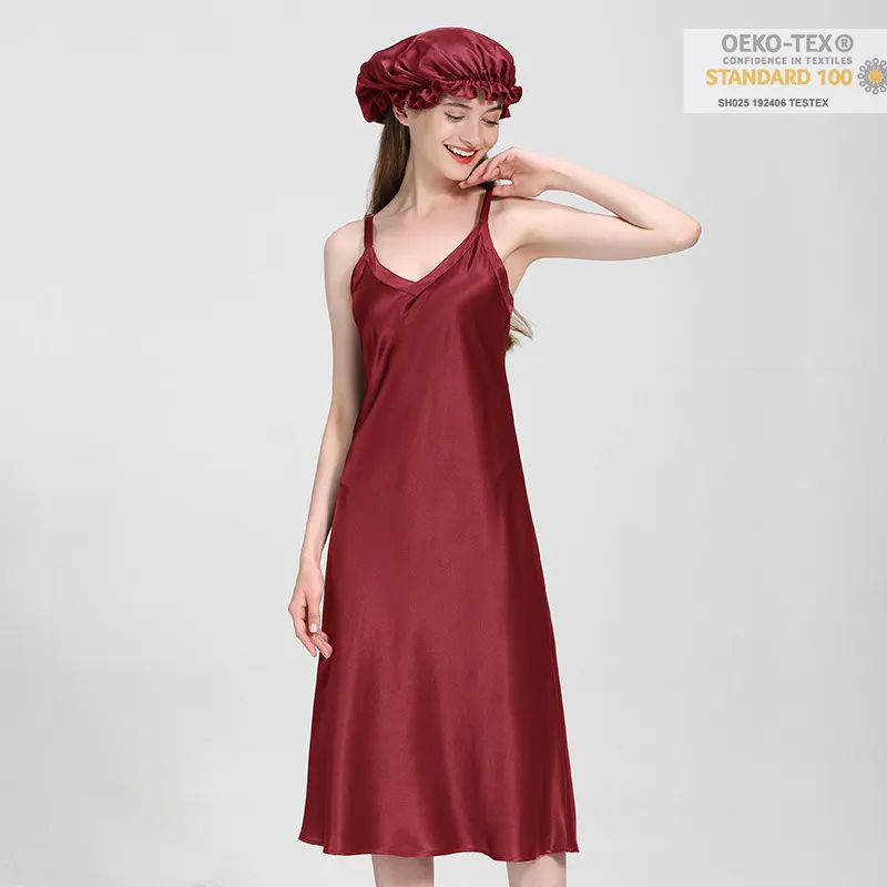 19 Momme Custom Wholesale Midi Sexy Dress Silk Dress Elegant 100% mulberry silk slips Long Silk Dress Bales