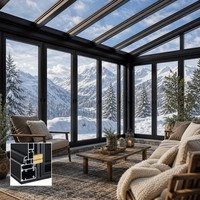 Véranda en alliage d'aluminium à charge neigeuse extrême, renforcée, avec verre noir robuste, à rupture de pont thermique, isolée, pour villa moderne et hôtel