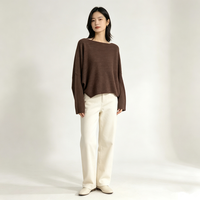 Haut en maille Andy Velvet à col rond, coupe ample, manches longues, amincissant et polyvalent pour le début de l'automne