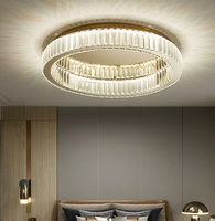Lustre moderne en acier inoxydable avec cristaux dorés, alimenté par courant alternatif, luminaire de plafond de luxe pour salon