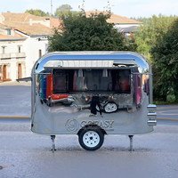Camion de restauration rapide 7x13' Bar mobile Chariot à glaces Café Hot-dog Cuisine mobile Acier inoxydable Fibre de verre Aluminium Résistant à la rouille
