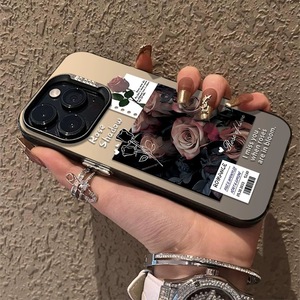เคสโทรศัพท์มือถือลายดอกกุหลาบพิมพ์ลายเคลือบเงิน TPU PC สำหรับ iPhone <span class=keywords><strong>11</strong></span> 12 13 14 15 16 17 18 Pro Max - Product Image 1