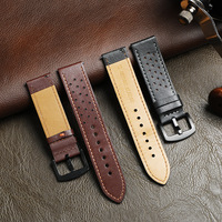 Bracelet de montre en cuir de veau perforé pour usage quotidien, respirant, à dégagement rapide, avec boucle ardillon, OEM ODM 22mm