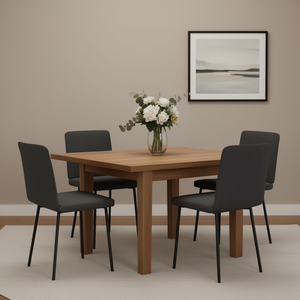 Set di 4 sedie da pranzo in tessuto grigio scuro con gambe in metallo, design moderno e minimalista per sala da pranzo, mobili per la casa - Product Image 2