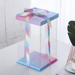 Boîte de <span class=keywords><strong>transport</strong></span> pour <span class=keywords><strong>gâteau</strong></span> <span class=keywords><strong>transparente</strong></span> en PET, dégradé arc-en-ciel, cadeau pour la fête des mères, 6 à 12 pouces - Product Image 2