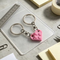 Jouet de puzzle porte-clés en blocs de construction de dessins animés DIY - Cadeau léger pour enfants