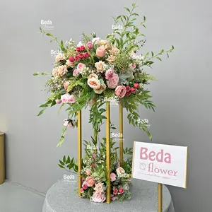 Beda, venta directa de fábrica, hierba de pampas artificiales, ramo rico, centro de mesa, árbol, arreglo de mesa resistente real, decoración del banquete de boda