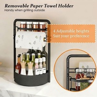 Support à épices rotatif noir avec porte-serviettes en papier, plateau tournant à 2 niveaux, organisateur d'assaisonnements pour comptoir de cuisine et armoire