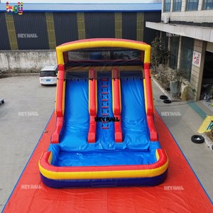 Toboggan gonflable commercial double piste en PVC de haute qualité <span class=keywords><strong>avec</strong></span> <span class=keywords><strong>piscine</strong></span> aquatique pour la <span class=keywords><strong>location</strong></span>, impression de logo, prix de gros Chine - Product Image 2