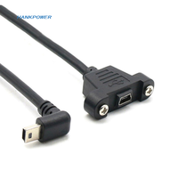 Câble adaptateur d'extension mâle-femelle Mini USB 5 broches à 90 degrés avec vis