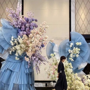Dekorasi adegan pernikahan latar belakang aula perjamuan desain baru Organza berlipat kaku Aksesori kain Tulle keras - Product Image 3