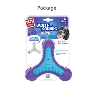 2022 GiGwi производители домашних животных жевательные игрушки игрушка для собак кость три скрипа TPR текстуры кости шипы товары для домашних животных