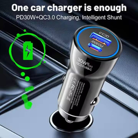 Auto-Ladegerät für schnelles Aufladen von Smartphones - Dual-Port USB-C Auto-Ladeadapter mit PD & QC, Mini Flush Fit Design, Werks-OEM