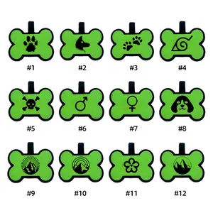 Xương hình con chó màu xanh lá cây tag phổ biến Silicone miễn phí Mẫu tag Chất lượng cao QR Mã in Pet ID - Product Image 1