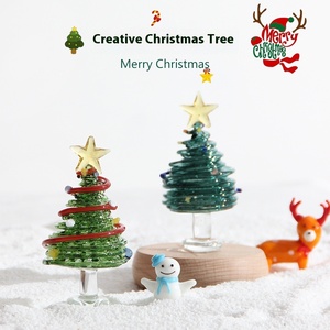 Hecho a mano pequeño Mini árbol de Navidad luces decorativas artesanías de vidrio adornos de escritorio regalos de navidad - Product Image 1