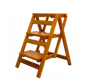Tabouret échelle <span class=keywords><strong>pliable</strong></span> multifonctionnel Tabouret d'escalier créatif Tabouret <span class=keywords><strong>marche</strong></span> pliant en <span class=keywords><strong>bois</strong></span> à 3 couches Chaise échelle à quatre marches - Product Image 4