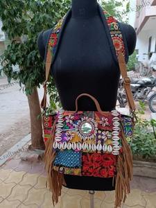 Premium Quality Assorted Banjara Embroidery Patchwork Handmade Fringe Sling Bag for Daily Use Available At Best Price - Product Image 2