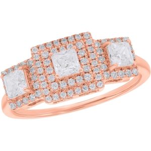 KEEVA JEWELS-Anillo de compromiso de oro rosa de 18 quilates, de 0,88 quilates, de diamantes cultivados en laboratorio, redondos y corte princesa, Tamaño 7 - Product Image 5