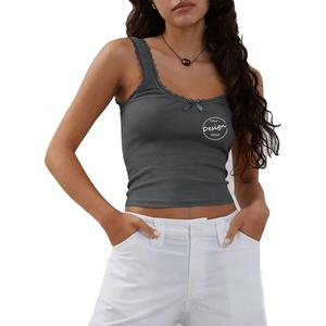 Tops de punto sin mangas personalizados chaleco deportivo Sexy básico 100% algodón verano Casual Vintage moda camiseta sin mangas para mujer - Product Image 6
