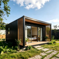 SKYLINE Maison Conteneur Modulaire Préfabriquée de Luxe Moderne avec Façade en Verre, 20ft 40ft, Chambre, Mini-Villa, Hébergement de Vacances, Resort