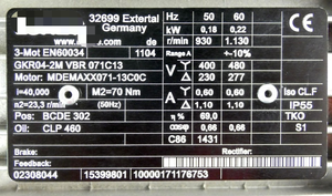 Moteur à engrenages Plc MDEMAXX071-13C0C 018kW 930 tr/min I400 - Product Image 3