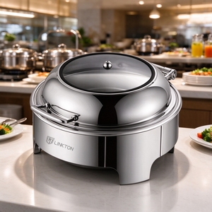 Chauffe-Plat Rond LINKTON 6L pour Hôtels, Restaurants et Buffets – Réchaud de 6 <span class=keywords><strong>Litres</strong></span> avec Fenêtre Visible pour Mariages et Événements - Product Image 3
