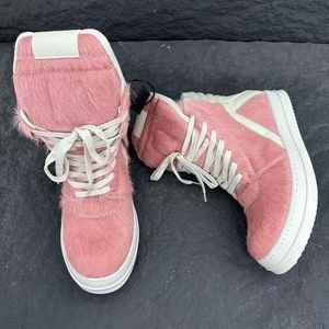 Pink Fur High Top Lace-Up Winter Boots Round Toe Plush Lining Rubber Outsole EVA Midsole Solid Color Walking <b>Shoes</b> - Product Image 6