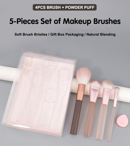 Nuevo Set <span class=keywords><strong>de</strong></span> Brochas <span class=keywords><strong>de</strong></span> Maquillaje para Mujer Nudes Blurred Base (5 piezas) con Mini Borla <span class=keywords><strong>de</strong></span> Polvo <span class=keywords><strong>de</strong></span> Regalo, Kit <span class=keywords><strong>de</strong></span> Brochas Premium <span class=keywords><strong>de</strong></span> Marca Privada - Product Image 2