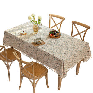 Nappe rectangulaire Skylinen imprimée à pompons, en polyester imperméable, pour la décoration de la maison, avec motif floral - Product Image 4