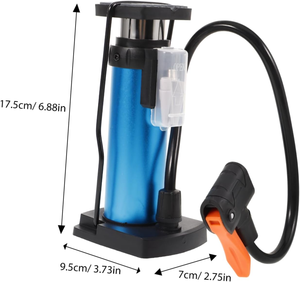 Pompe à air portable haute pression JUNYE JYG006-FB pour vélo et moto, mini-pompe à pied en <span class=keywords><strong>acier</strong></span> avec valve Schrader 80-130 PSI - Product Image 3