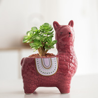 Pot de plante en céramique d'alpaga Llama pour Cactus Succulents, décoration intérieure de bureau, grand cadeau