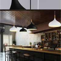 Lustre de bureau créatif minimaliste scandinave, café, bar, restaurant, lampe suspendue E27, abat-jour en fer, noir et blanc