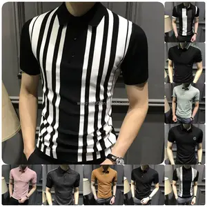 Polo shirt bordir pria Fashion kaos Polo pria katun musim panas kaos lengan pendek pria grosir