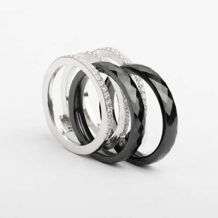New latest design separable ceramic copper sterling silver engagement ring for men women