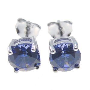925 Sterling Silver Solitaire <b>Earring</b> 6mm Tanzanite Stud <b>Earrings</b> - Product Image 1