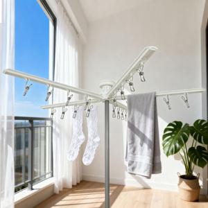 Séchoir à <span class=keywords><strong>linge</strong></span> en métal sur pied, pliable, rotatif, multifonctionnel, mobile, en gros - Product Image 2