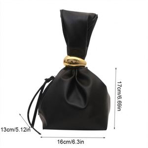 Pochette en cuir PU couleur unie avec fermeture éclair latérale, style coréen, sac de soirée grande capacité, porte-monnaie, sac seau plissé, usage quotidien - Product Image 6